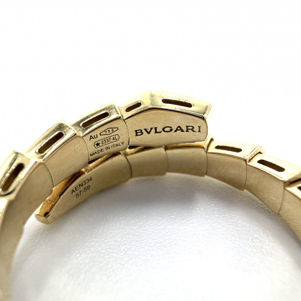 BVLGARI ブルガリ 指輪 セルペンティ ヴァイパー ジュエリー アクセサリー リング Au750 18金YG K18イエローゴールド ダイヤモンド0.14ct 約17号 レディース 約7.5g【中古品】