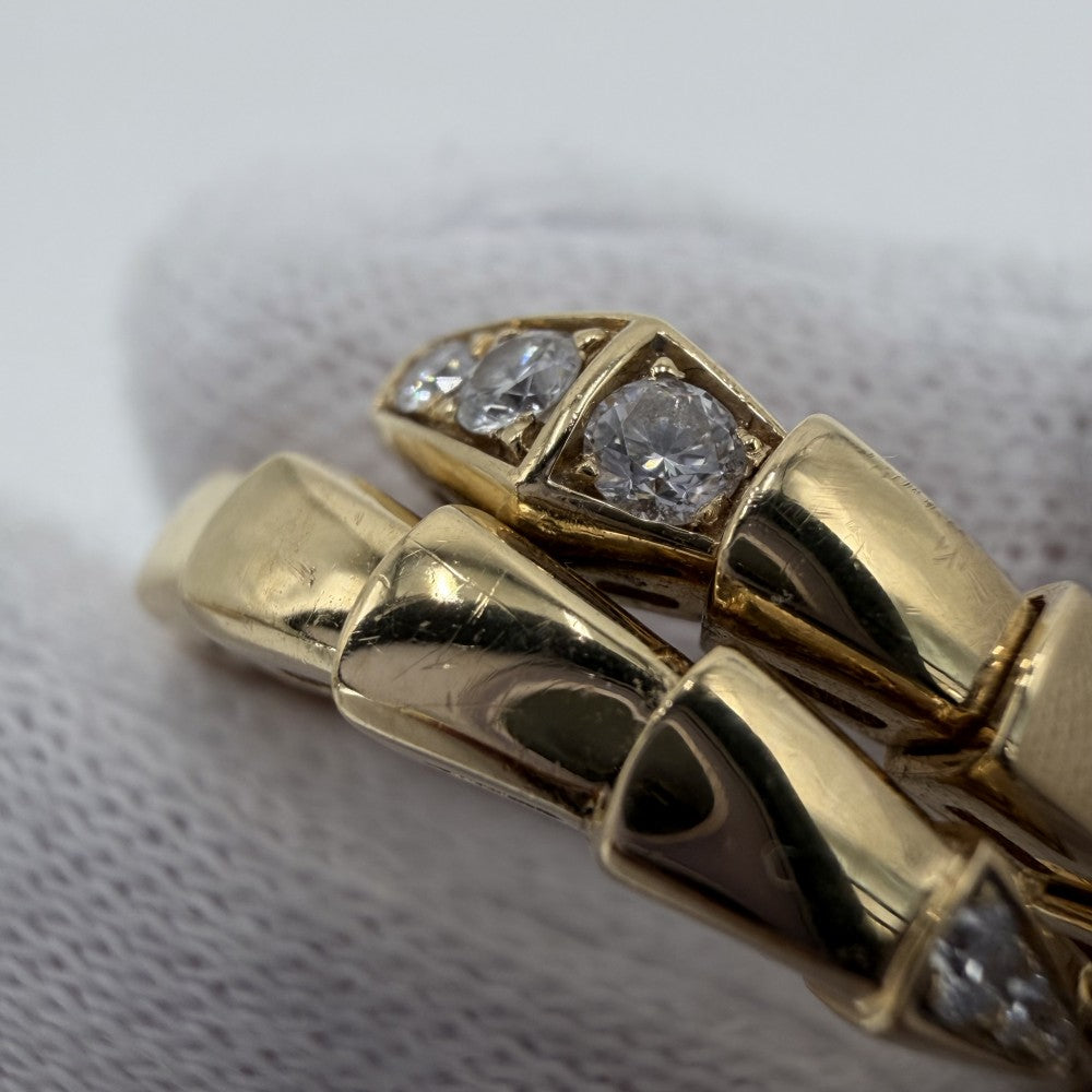 BVLGARI ブルガリ 指輪 セルペンティ ヴァイパー ジュエリー アクセサリー リング Au750 18金YG K18イエローゴールド ダイヤモンド0.14ct 約17号 レディース 約7.5g【中古品】