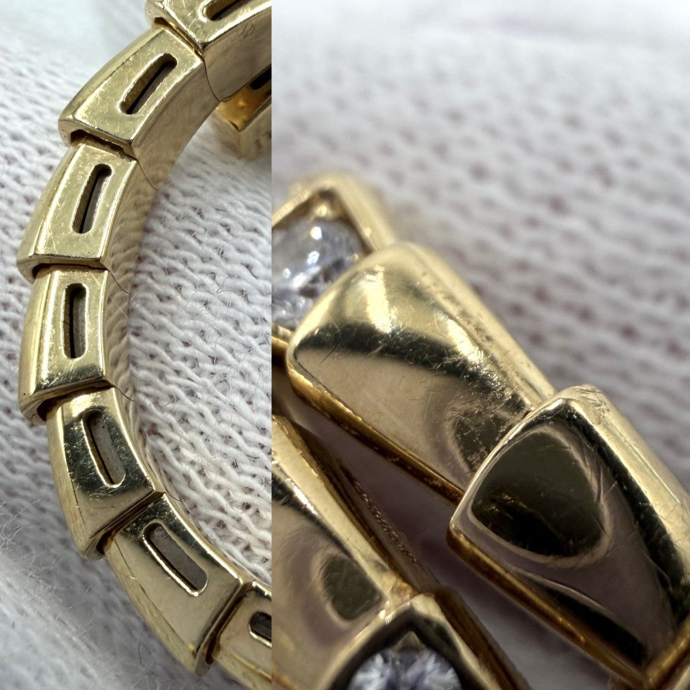 BVLGARI ブルガリ 指輪 セルペンティ ヴァイパー ジュエリー アクセサリー リング Au750 18金YG K18イエローゴールド ダイヤモンド0.14ct 約17号 レディース 約7.5g【中古品】