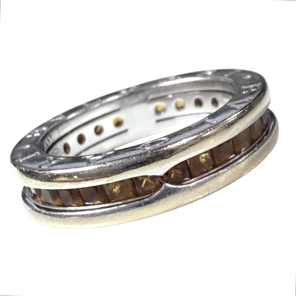 BVLGARI ブルガリ 指輪 ビーゼロワン B-ZERO1 リング 50サイズ 18金WG ジュエリー アクセサリー K18ホワイトゴールド シトリン 約10号 オレンジ シルバー レディース 約7.9g【中古品】