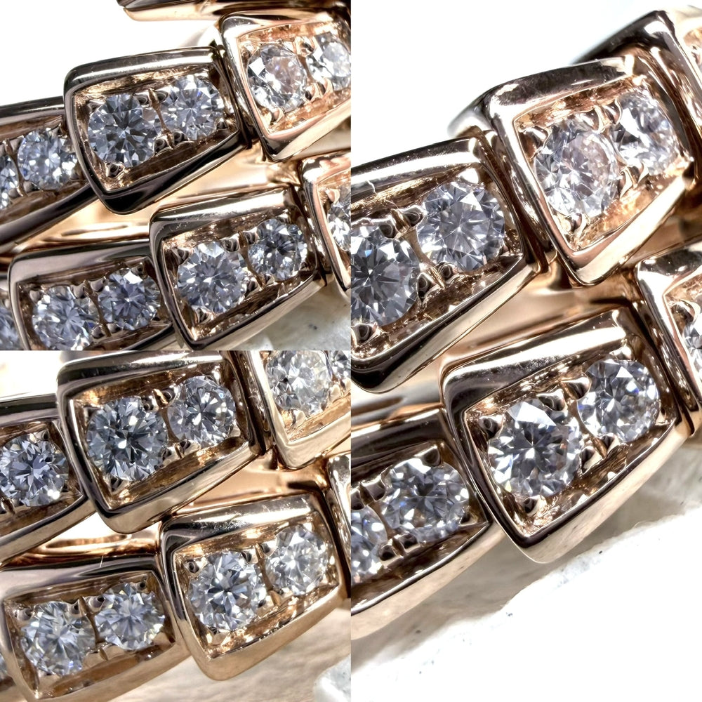BVLGARI ブルガリ 指輪 セルペンティ ヴァイパー ジュエリー リング フルパヴェ Au750 18金PG Mサイズ K18ピンクゴールド ダイヤモンド 約10号 レディース 約11.6g【中古品】