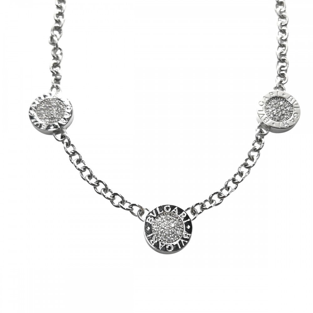 BVLGARI ブルガリ ネックレス ブルガリブルガリ リバーシブル パヴェダイヤ アクセサリー 18金WG 750 ジュエリー K18ホワイトゴールド ダイヤモンド レディース 約31.7g【中古品】