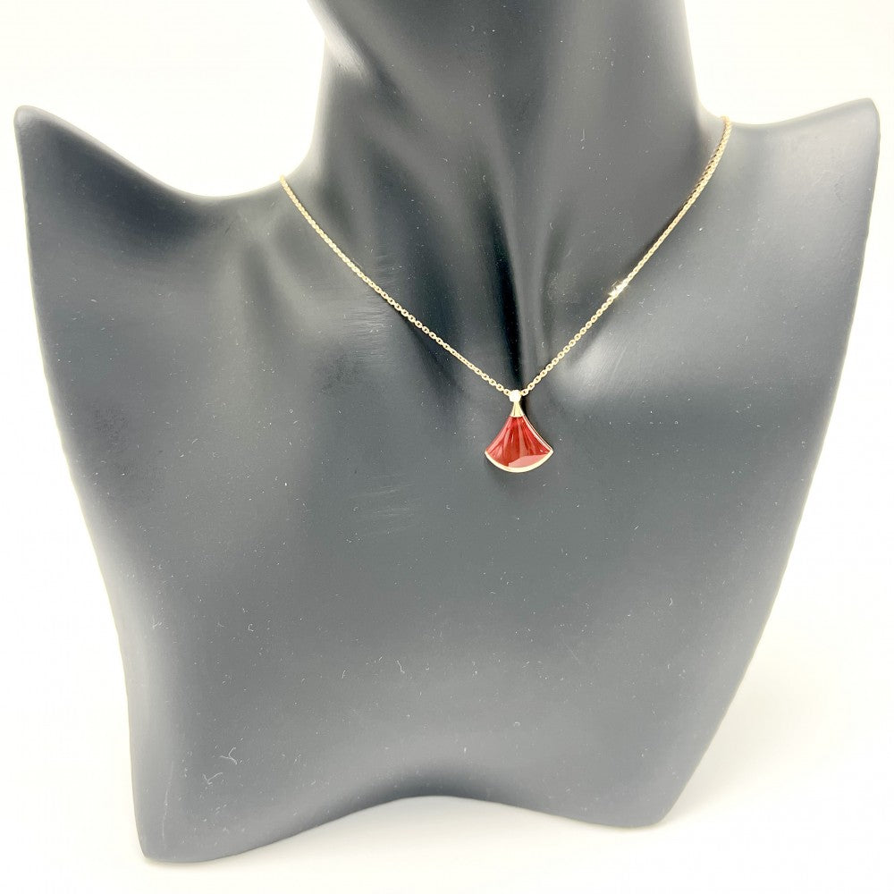BVLGARI ブルガリ ネックレス ディーヴァ ドリーム ジュエリー アクセサリー Au750 PG 18金 K18ピンクゴールド ダイヤモンド0.03ct レッド 赤 レディース 約4.3g【中古品】