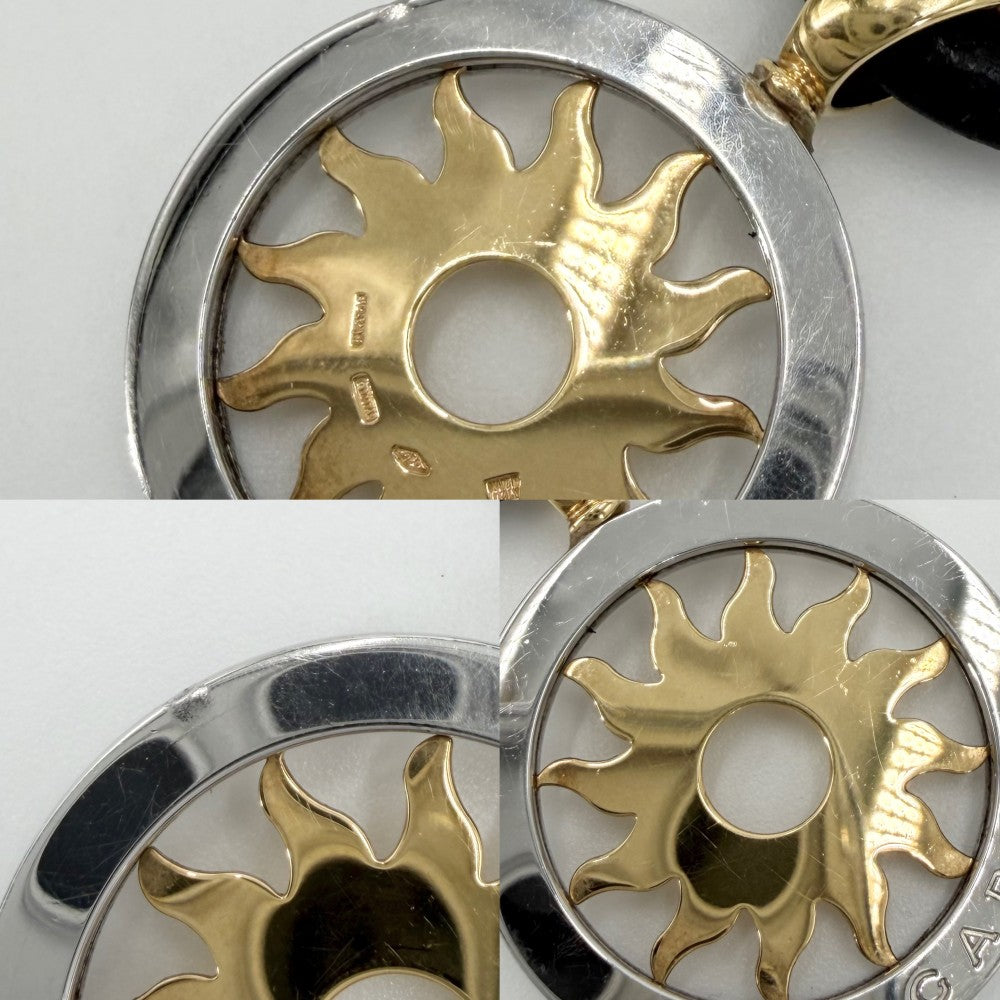 BVLGARI ブルガリ ネックレス トンドクラウン ペンダント アクセサリー K18金YG Au750 K18イエローゴールド ステンレススチール ブラウン 茶 メンズ 約27.4g【中古品】