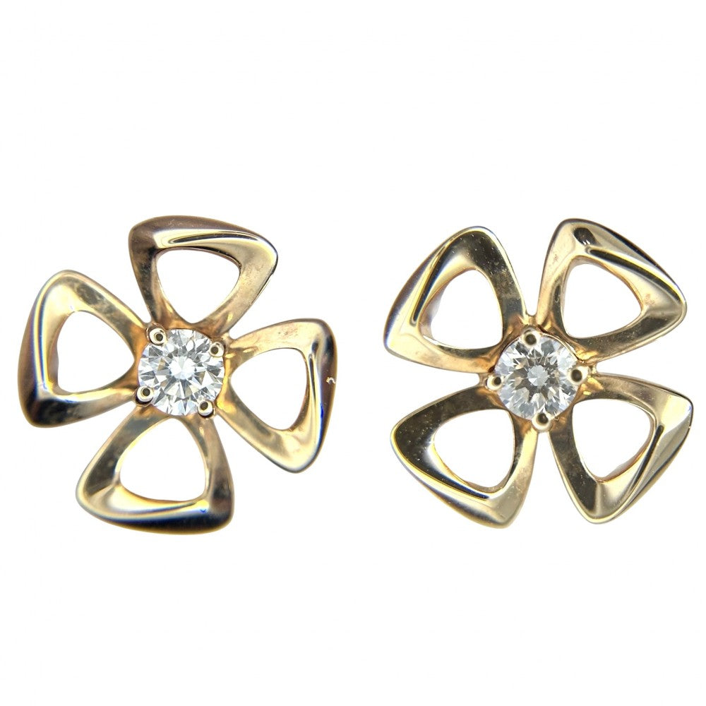【開店SALE】 BVLGARI ブルガリ ピアス フィオレヴァー アクセサリー ジュエリー 18金PG Au750 K18ピンクゴールド ダイヤモンド レディース 約4.3g【中古品】