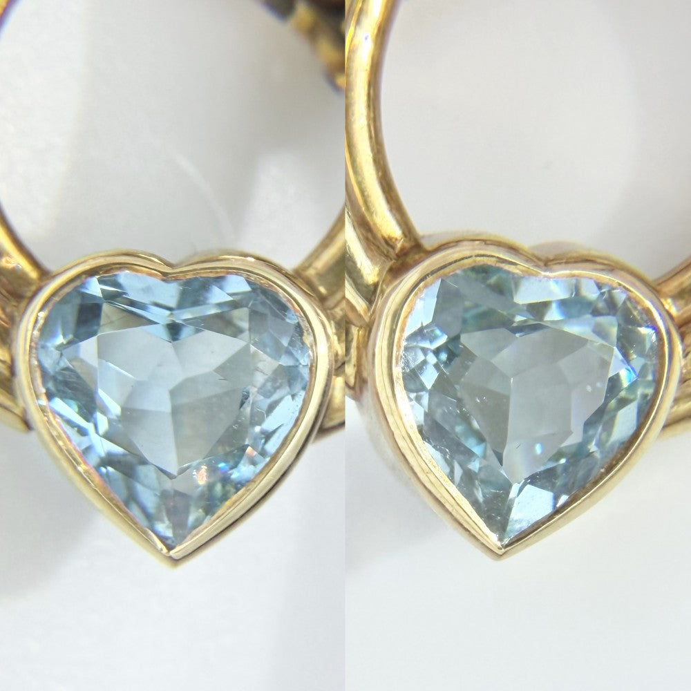 【開店SALE】 BVLGARI ブルガリ イヤリング ハート ラウンド 18金YG 750 ジュエリー アクセサリー K18イエローゴールド カラーストーン ゴールド ブルー 青 レディース 約19.2g【中古品】