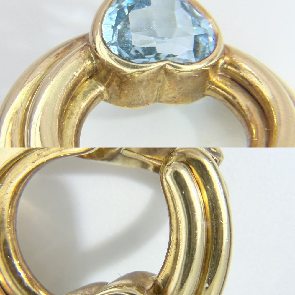 【開店SALE】 BVLGARI ブルガリ イヤリング ハート ラウンド 18金YG 750 ジュエリー アクセサリー K18イエローゴールド カラーストーン ゴールド ブルー 青 レディース 約19.2g【中古品】