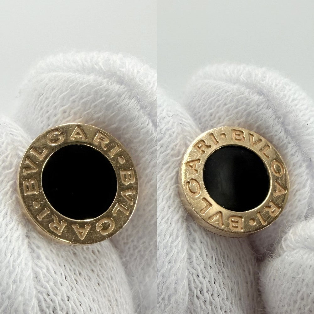 BVLGARI ブルガリ ピアス ブルガリブルガリ シングルイヤリング ペア ラウンド 18金PG Au750 ジュエリー アクセサリー K18ピンクゴールド オニキス ブラック 黒 レディース 約3.7g【中古品】