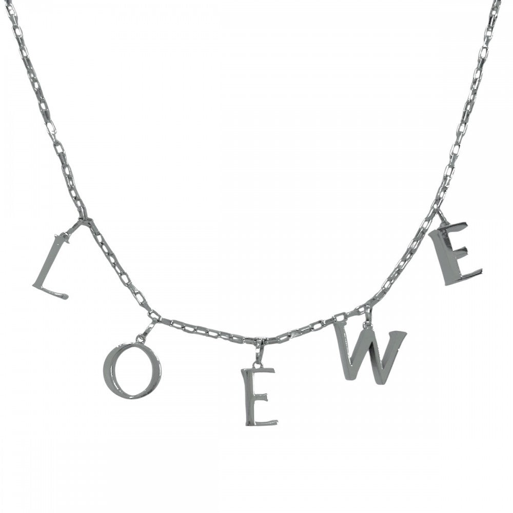 LOEWE ロエベ ネックレス ロゴ アクセサリー ペンダント メンズ レディース シルバー925 ユニセックス 約43.9g【中古品】