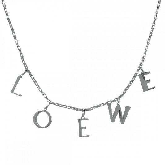 LOEWE ロエベ ネックレス ロゴ アクセサリー ペンダント メンズ レディース シルバー925 ユニセックス 約43.9g【中古品】