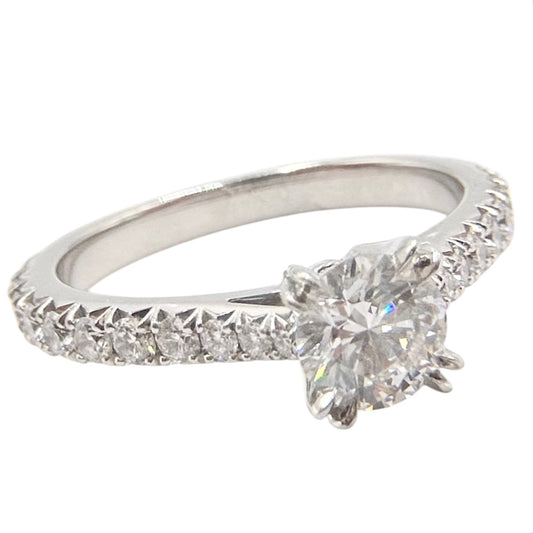 【開店SALE】 HARRY WINSTON ハリーウィンストン 指輪 ハーフエタニティ ブリリアントラブエンゲージメントリング ジュエリー アクセサリー Pt950プラチナ ダイヤモンド0.52ct 約10号 レディース 約4.3g【中古品】
