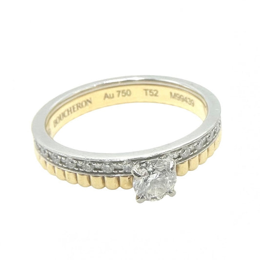 【開店SALE】 Boucheron ブシュロン 指輪 キャトル ラディアント ソリテール アクセサリー ジュエリー 52 18金YG WG K18イエローゴールド K18ホワイトゴールド ラウンドカットダイヤモンド1石0.22ct 約11.5号 JSL00322 ゴールド シルバー レディース 約3.7g【中古品】