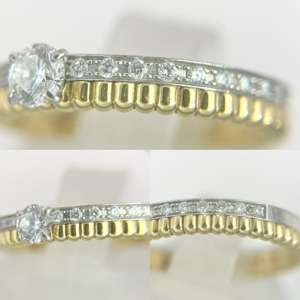Boucheron ブシュロン 指輪 キャトル ラディアント ソリテール K18イエローゴールド K18ホワイトゴールド ラウンドカットダイヤモンド1石0.22ct 約11.5号 ゴールド シルバー レディース 約3.7g【中古品】