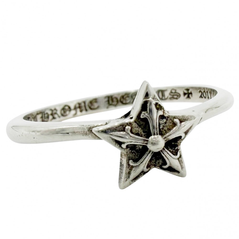 CHROME HEARTS クロムハーツ 指輪 スター バブルガムスター リング ジュエリー アクセサリー BUBBLMG STAR 星 シルバー925 約9号 メンズ 約1.3g【中古品】