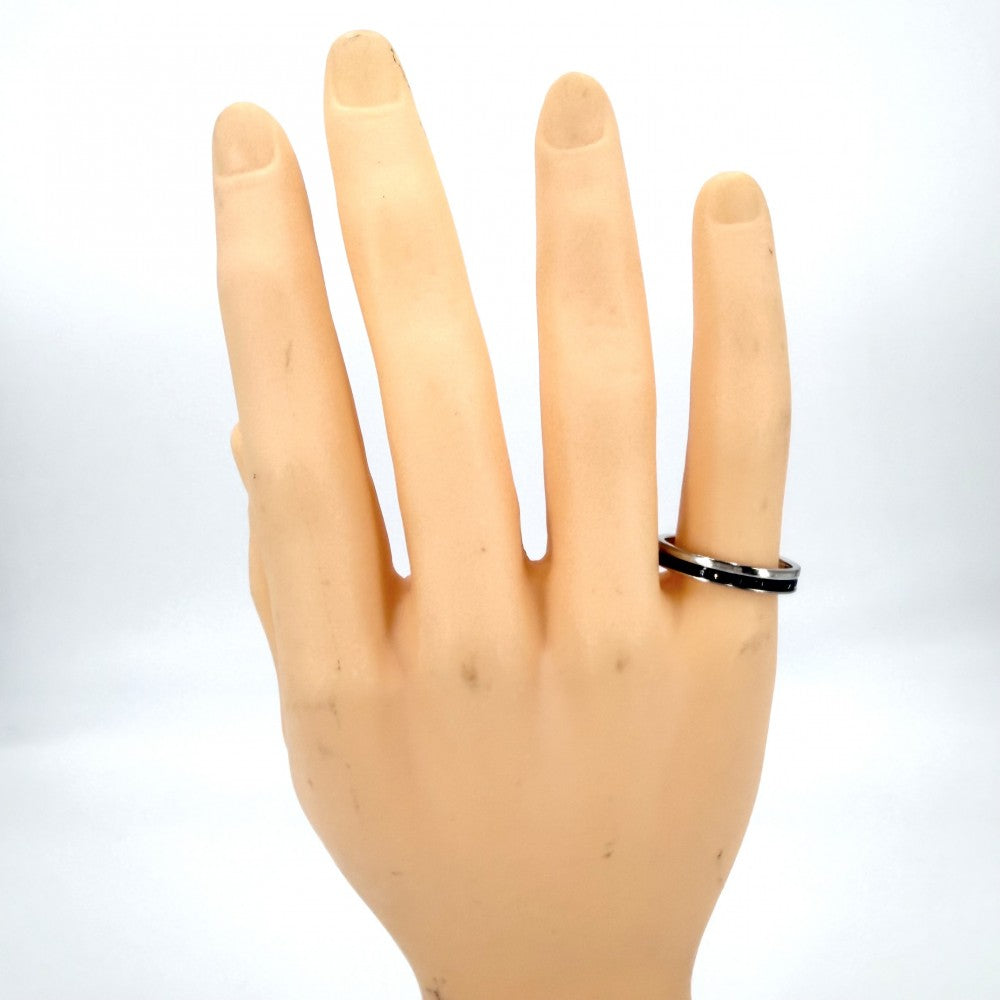 Boucheron ブシュロン 指輪 キャトル ブラック リングハーフ ジュエリー アクセサリー 18金WG Au750 64サイズ K18ホワイトゴールド 約23号 メンズ 約5.1g【中古品】