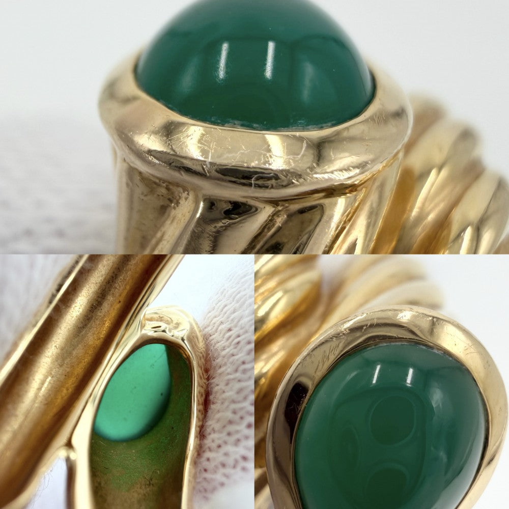 Boucheron ブシュロン 指輪 ツイスト セルパンボエム リング ジュエリー アクセサリー Au750 K18YG K18イエローゴールド グリーンカルセドニー 約9.5号 レディース 約7.2g【中古品】