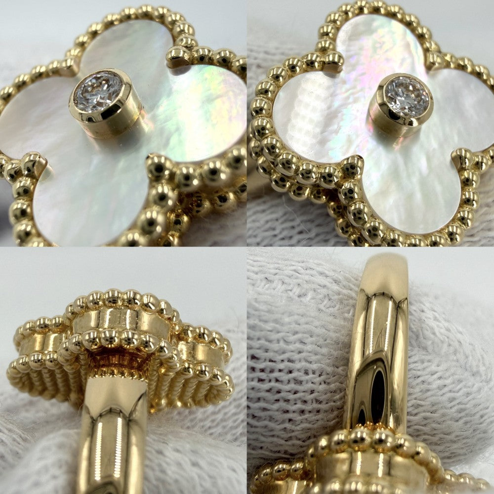 Van Cleef & Arpels ヴァンクリーフ＆アーペル 指輪 アクセサリー ヴィンテージアルハンブラ 18金YG Au750 ジュエリー K18イエローゴールド マザーオブパール 約6号 レディース 約6.8g【中古品】