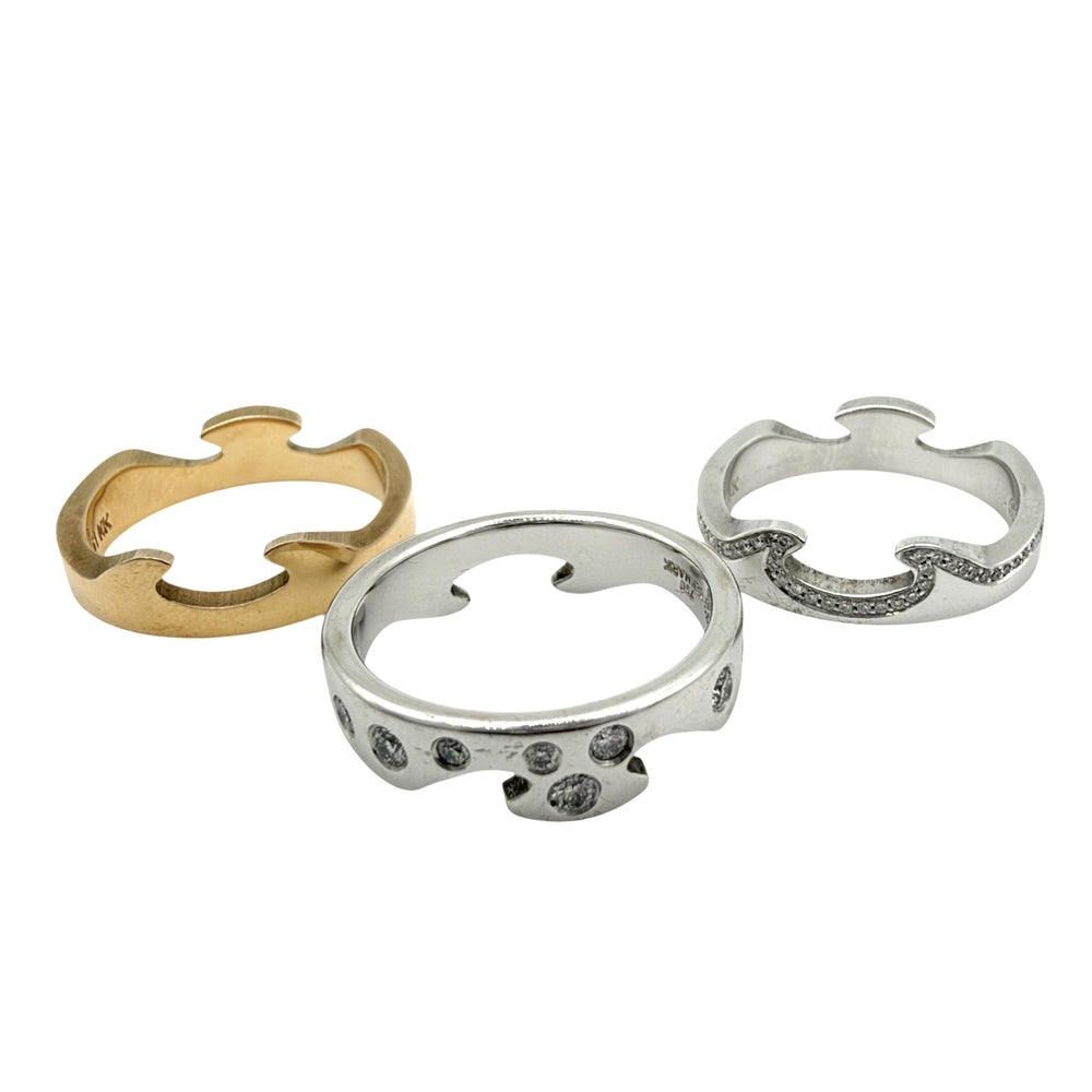 Georg Jensen ジョージジェンセン 指輪 フュージョン リング 18金PG WG Au750 51サイズ K18ホワイトゴールド K18ピンクゴールド ダイヤモンド 約12.5号 レディース 約15.3g【中古品】