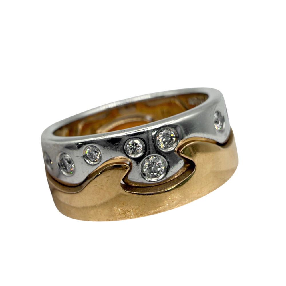 Georg Jensen ジョージジェンセン 指輪 フュージョン リング 18金PG WG Au750 51サイズ K18ホワイトゴールド K18ピンクゴールド ダイヤモンド 約12.5号 レディース 約15.3g【中古品】