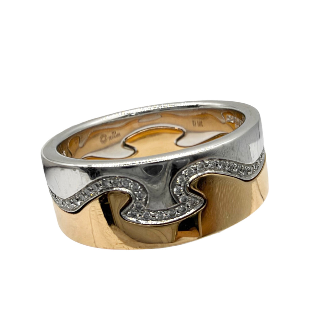 Georg Jensen ジョージジェンセン 指輪 フュージョン リング 18金PG WG Au750 51サイズ K18ホワイトゴールド K18ピンクゴールド ダイヤモンド 約12.5号 レディース 約15.3g【中古品】