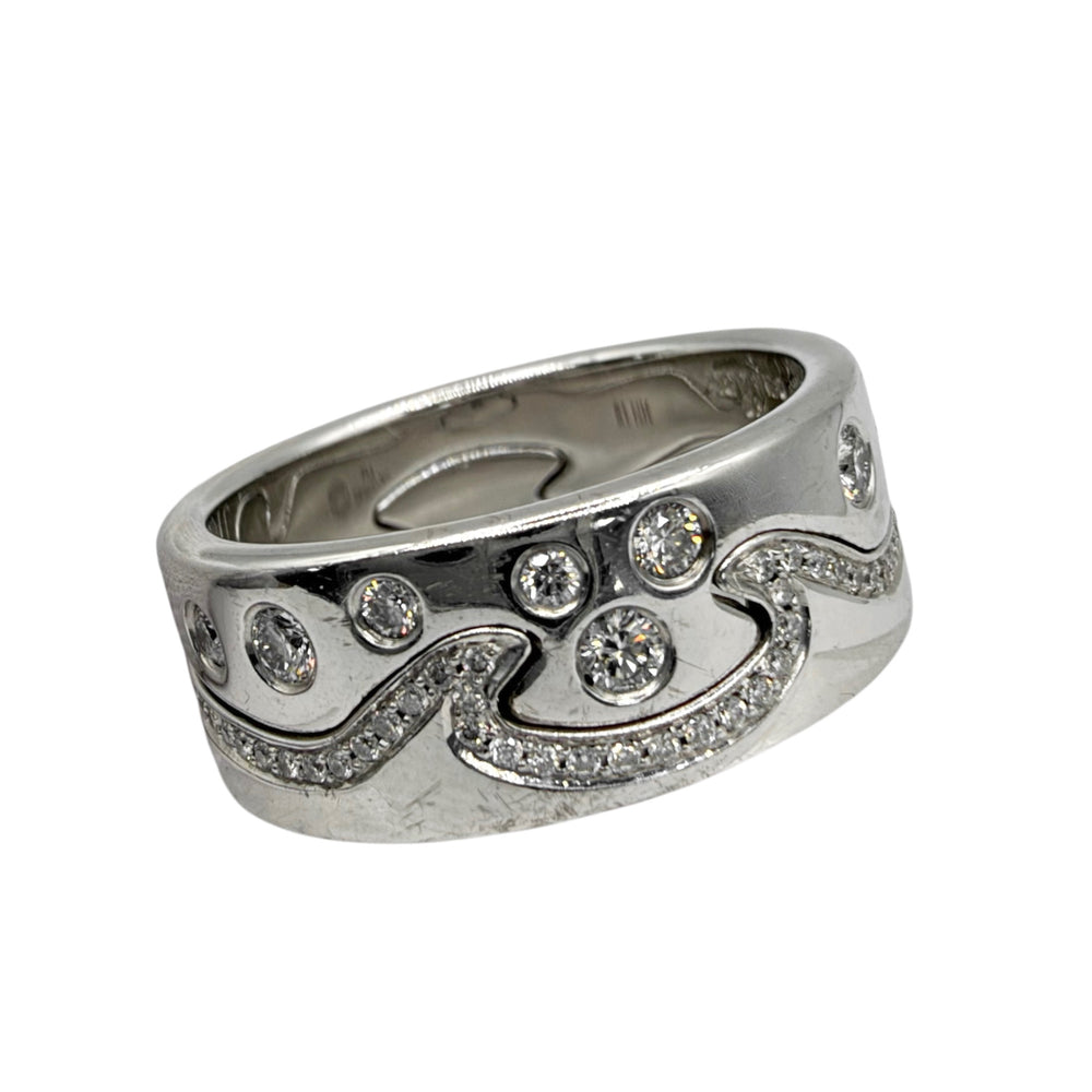 Georg Jensen ジョージジェンセン 指輪 フュージョン リング 18金PG WG Au750 51サイズ K18ホワイトゴールド K18ピンクゴールド ダイヤモンド 約12.5号 レディース 約15.3g【中古品】