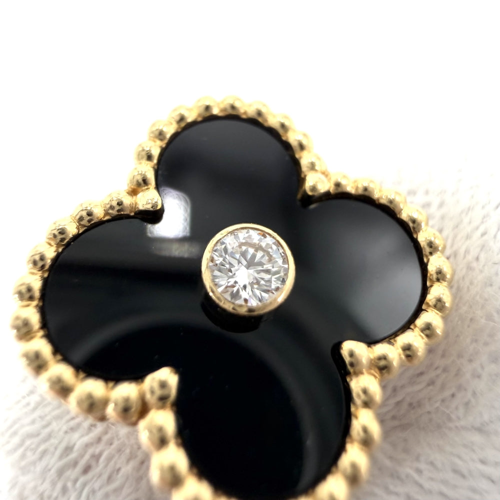 Van Cleef & Arpels ヴァンクリーフ＆アーペル 指輪 ヴィンテージアルハンブラ リング 48 ジュエリー アクセサリー K18イエローゴールド オニキス 約8号 VCARA41049 ブラック 黒 レディース 約6.9g【中古品】