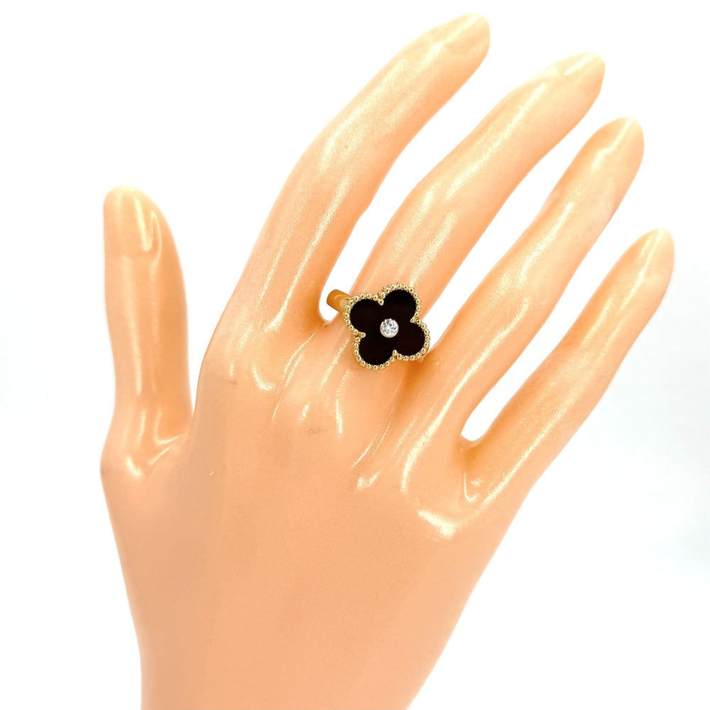 Van Cleef & Arpels ヴァンクリーフ＆アーペル 指輪 ヴィンテージアルハンブラ ジュエリー アクセサリー 48 K18イエローゴールド カーネリアン 約8号 VCARD40848 レッド 赤 レディース 約6.8g【中古品】
