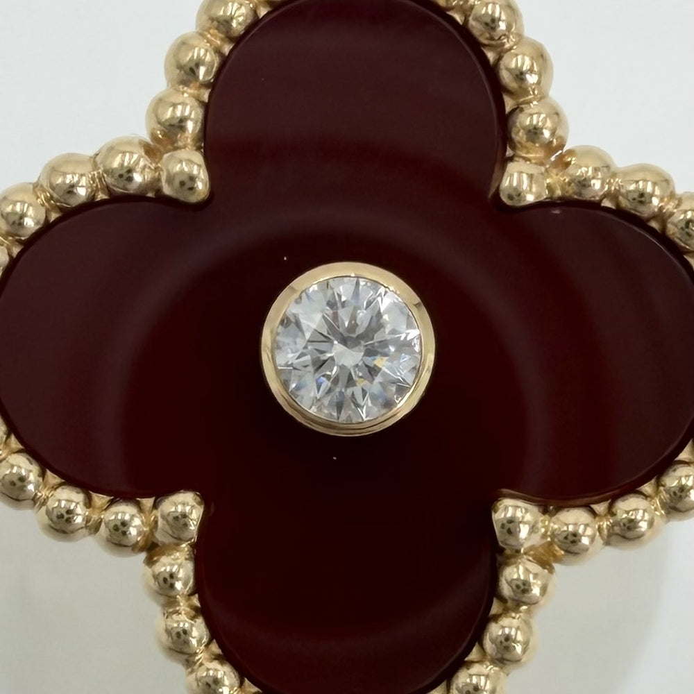 Van Cleef & Arpels ヴァンクリーフ＆アーペル 指輪 ヴィンテージアルハンブラ ジュエリー アクセサリー 48 K18イエローゴールド カーネリアン 約8号 VCARD40848 レッド 赤 レディース 約6.8g【中古品】