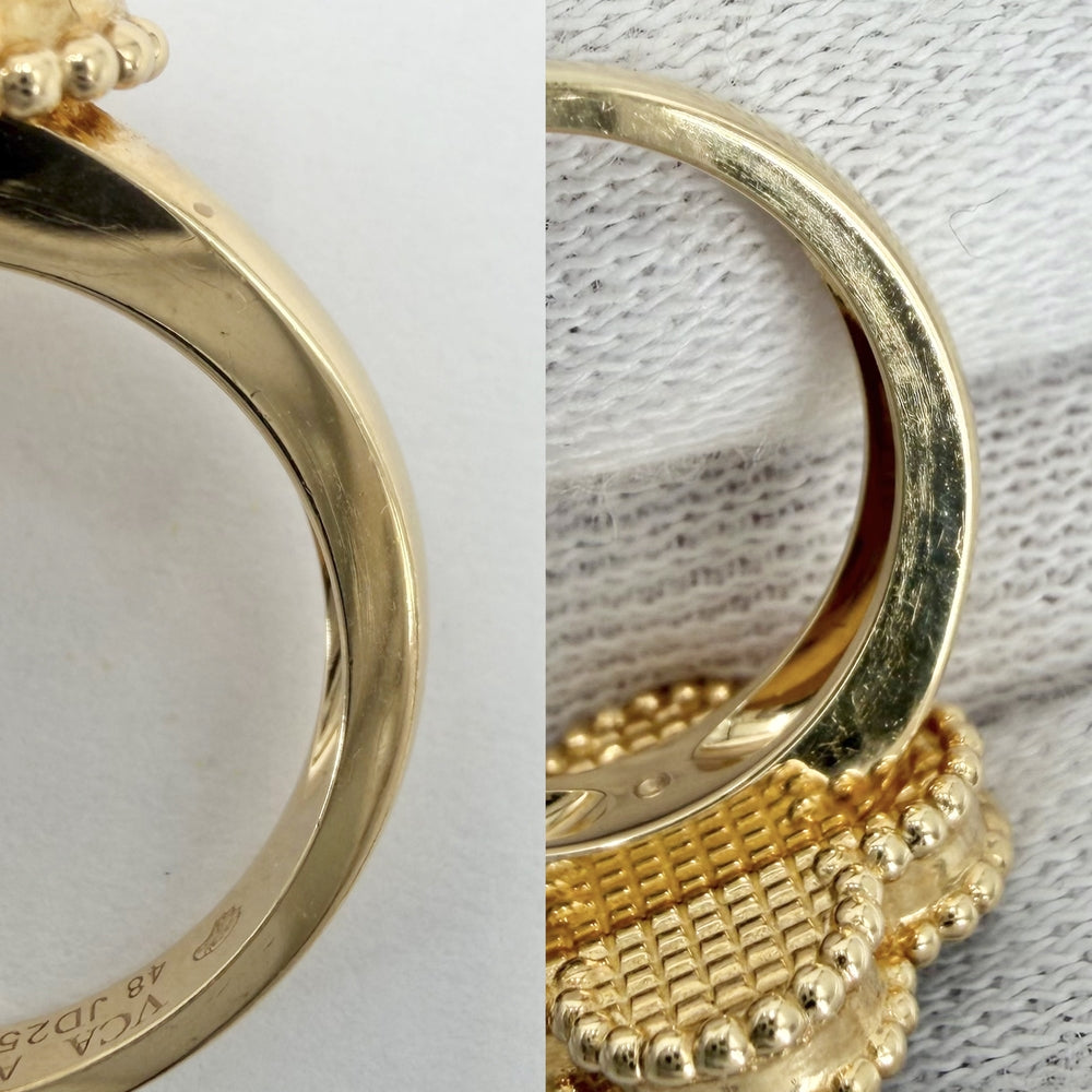 Van Cleef & Arpels ヴァンクリーフ＆アーペル 指輪 ヴィンテージアルハンブラ ジュエリー アクセサリー 48 K18イエローゴールド カーネリアン 約8号 VCARD40848 レッド 赤 レディース 約6.8g【中古品】
