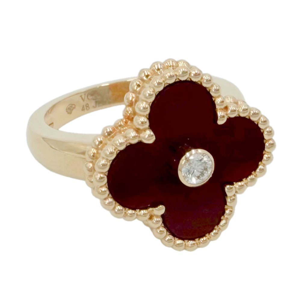 Van Cleef & Arpels ヴァンクリーフ＆アーペル 指輪 ヴィンテージアルハンブラ ジュエリー アクセサリー 48 K18イエローゴールド カーネリアン 約8号 VCARD40848 レッド 赤 レディース 約6.8g【中古品】