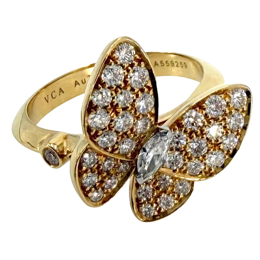 Van Cleef & Arpels ヴァンクリーフ＆アーペル 指輪 ドゥ パピヨン リング アクセサリー ジュエリー K18イエローゴールド K18ホワイトゴールド ダイヤモンド 約15.5号 ゴールド レディース 約6.6g【中古品】