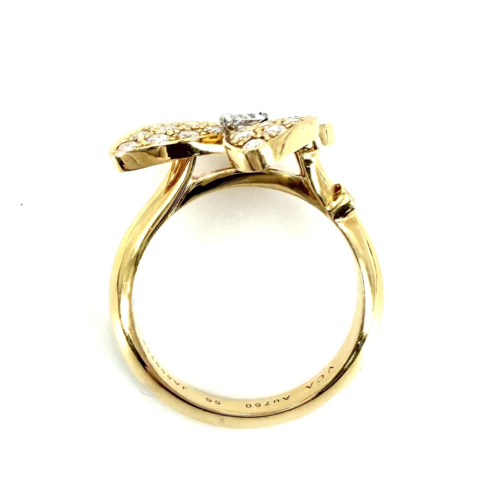 Van Cleef & Arpels ヴァンクリーフ＆アーペル 指輪 ドゥ パピヨン リング アクセサリー ジュエリー K18イエローゴールド K18ホワイトゴールド ダイヤモンド 約15.5号 ゴールド レディース 約6.6g【中古品】