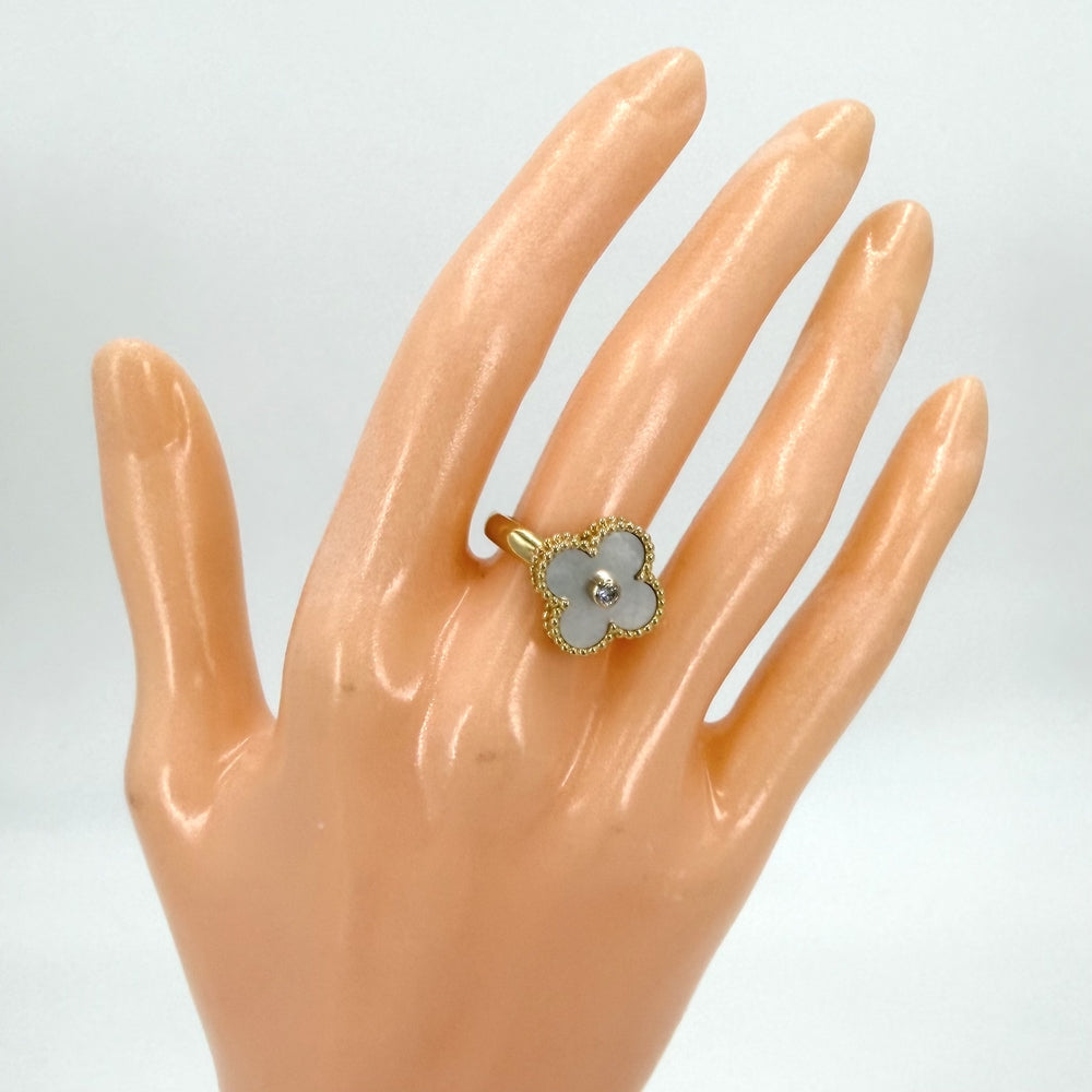 Van Cleef & Arpels ヴァンクリーフ＆アーペル 指輪 ヴィンテージアルハンブラ ジュエリー アクセサリー 46 K18イエローゴールド マザーオブパール 約8号 VCARA41148 レディース 約6.7g【中古品】