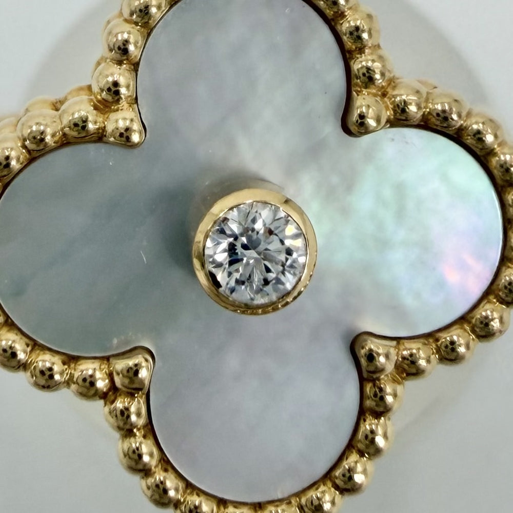 Van Cleef & Arpels ヴァンクリーフ＆アーペル 指輪 ヴィンテージアルハンブラ ジュエリー アクセサリー 46 K18イエローゴールド マザーオブパール 約8号 VCARA41148 レディース 約6.7g【中古品】