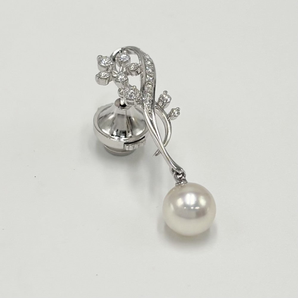 TASAKI タサキ ブローチ スイング ジュエリー アクセサリー 真珠 18金WG Au750 K18ホワイトゴールド ダイヤモンド0.40ct レディース 約5.6g【中古品】