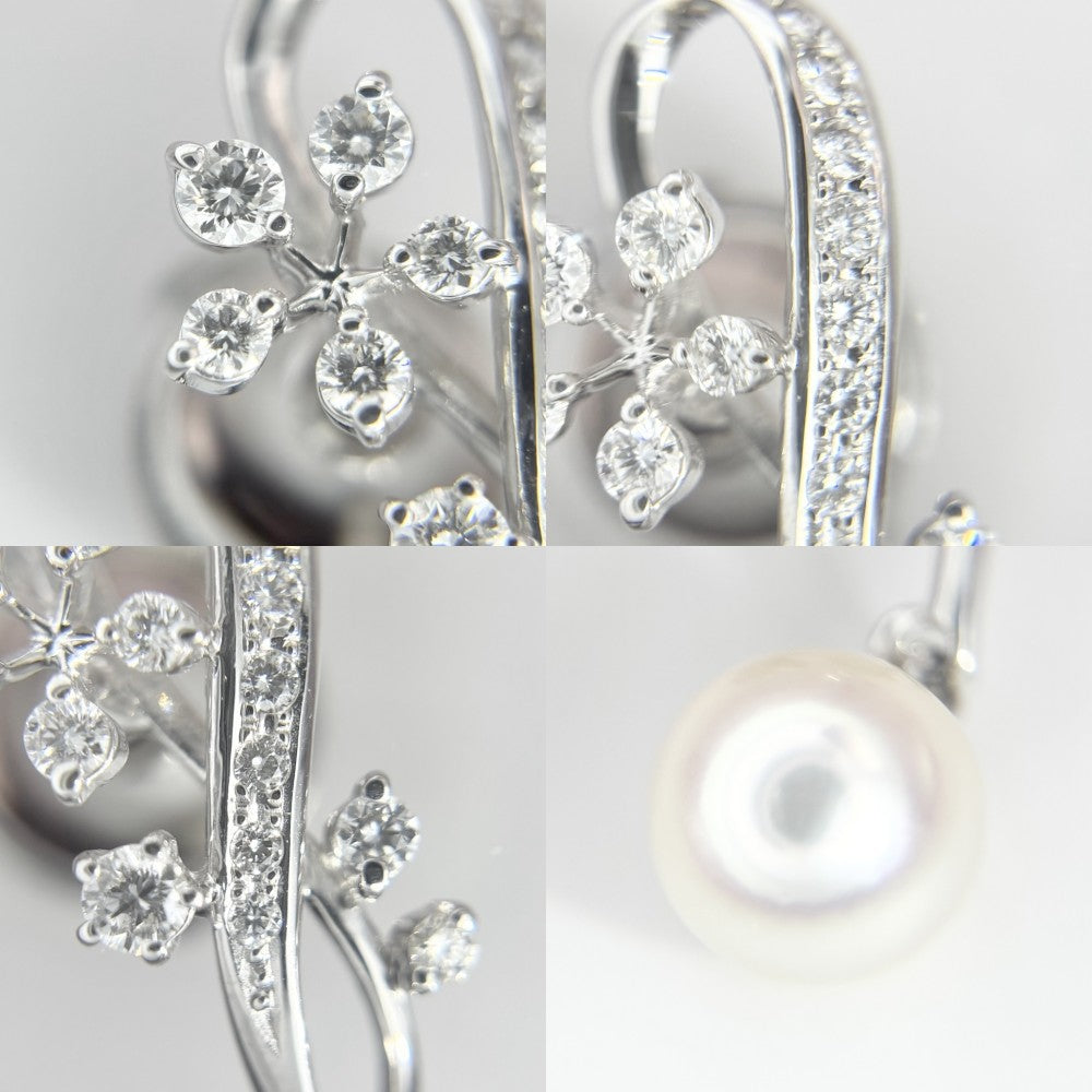 TASAKI タサキ ブローチ スイング ジュエリー アクセサリー 真珠 18金WG Au750 K18ホワイトゴールド ダイヤモンド0.40ct レディース 約5.6g【中古品】