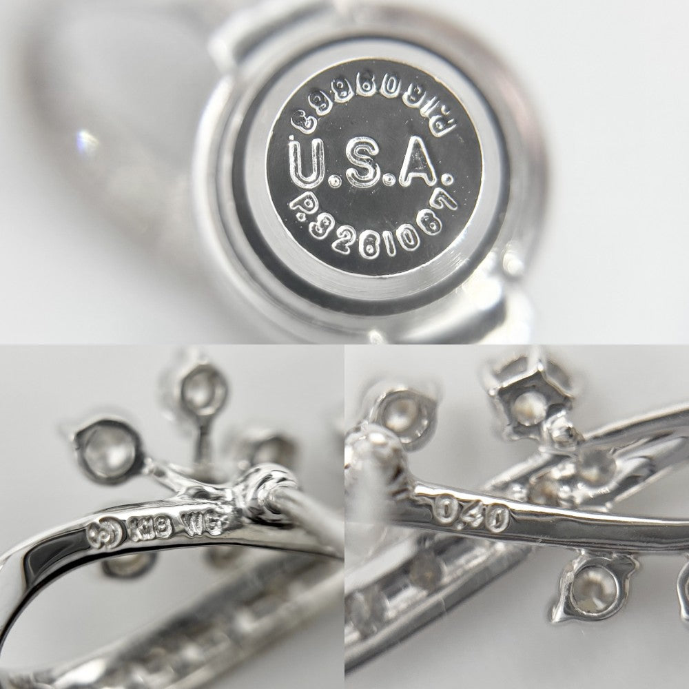 TASAKI タサキ ブローチ スイング ジュエリー アクセサリー 真珠 18金WG Au750 K18ホワイトゴールド ダイヤモンド0.40ct レディース 約5.6g【中古品】