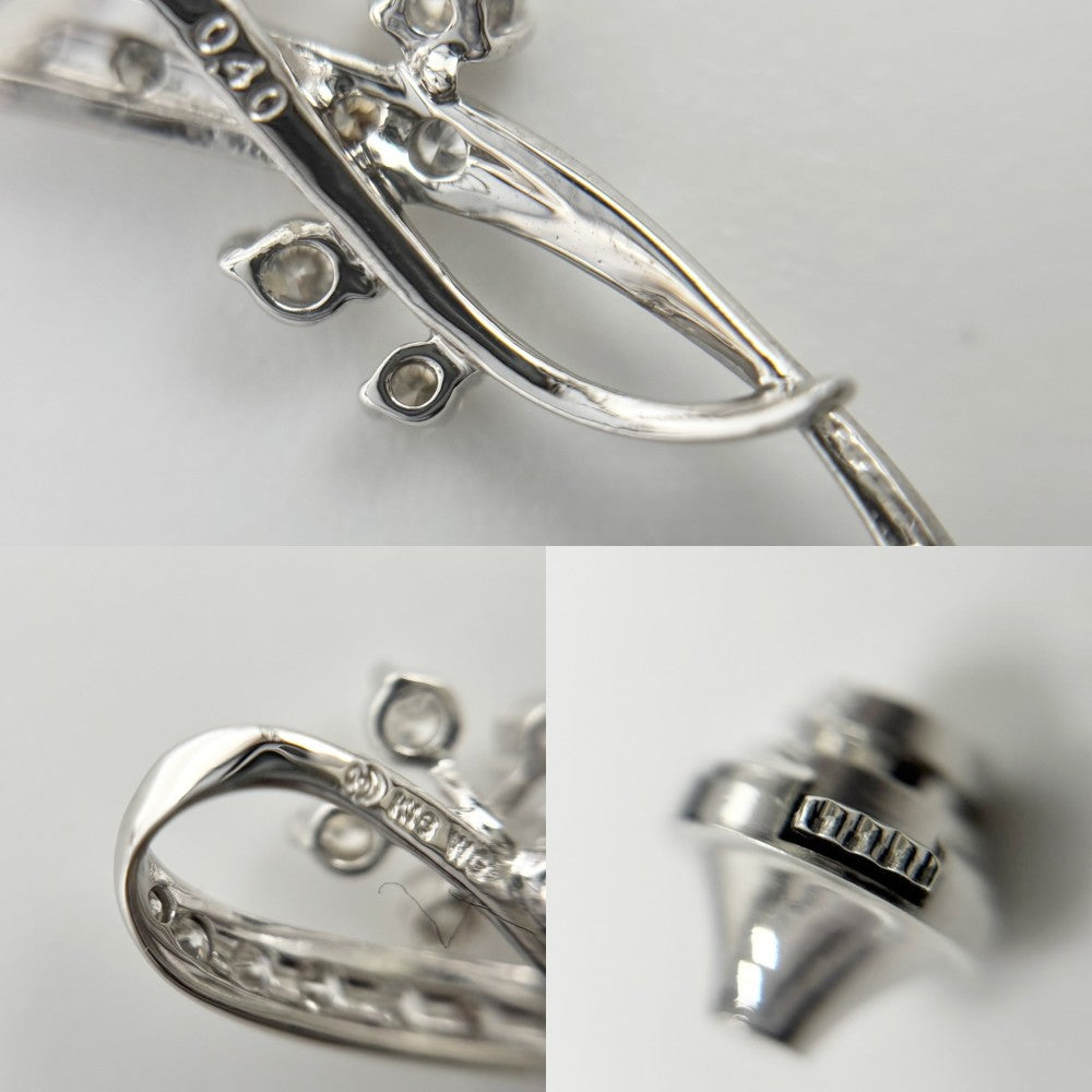 TASAKI タサキ ブローチ スイング ジュエリー アクセサリー 真珠 18金WG Au750 K18ホワイトゴールド ダイヤモンド0.40ct レディース 約5.6g【中古品】