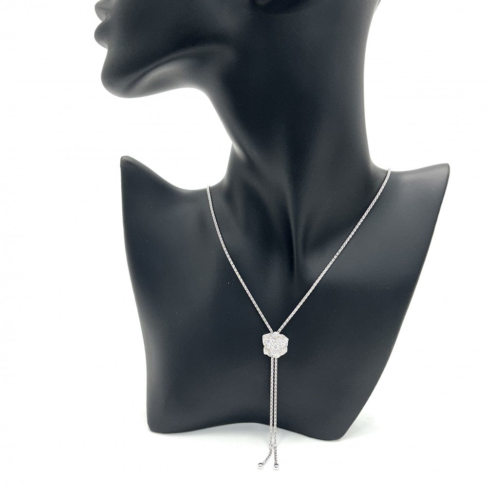 【開店SALE】 PIAGET ピアジェ ネックレス ローズペンダントネックレス ジュエリー アクセサリー Au750 18金WG K18ホワイトゴールド ダイヤモンド シルバー レディース 約17.2g【中古品】