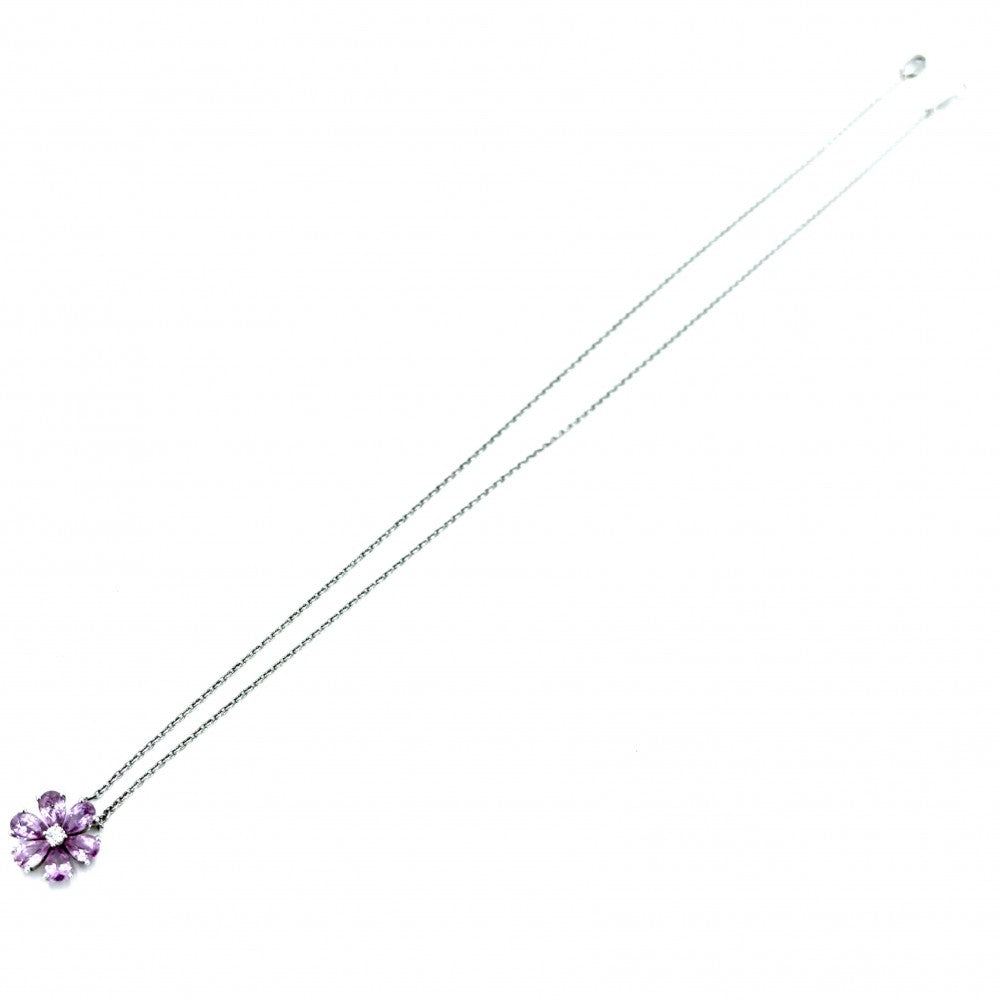HARRY WINSTON ハリーウィンストン ネックレス フォーゲット ミー ノット ペンダント フラワー ジュエリー アクセサリー Pt950プラチナ ダイヤモンド約0.04ct PEPSPRFFLRFMN ピンク レディース 約4.3g【中古品】