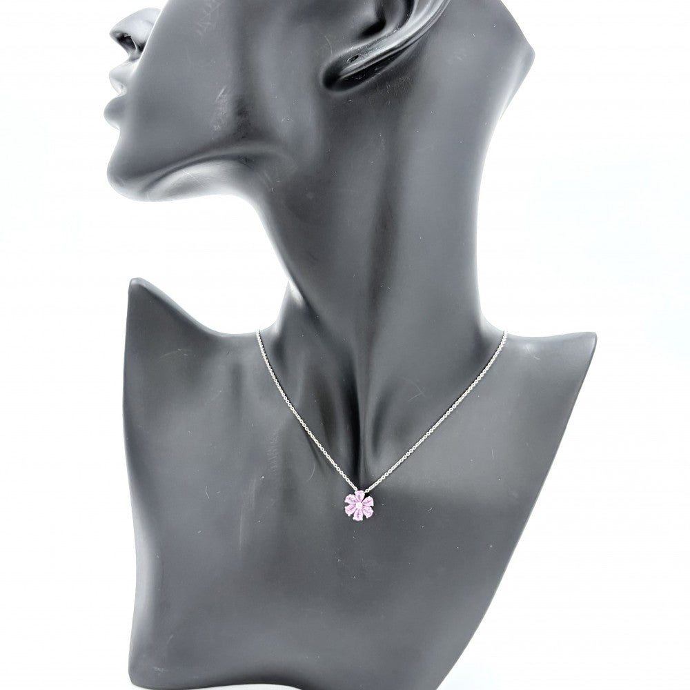 HARRY WINSTON ハリーウィンストン ネックレス フォーゲット ミー ノット ペンダント フラワー ジュエリー アクセサリー Pt950プラチナ ダイヤモンド約0.04ct PEPSPRFFLRFMN ピンク レディース 約4.3g【中古品】