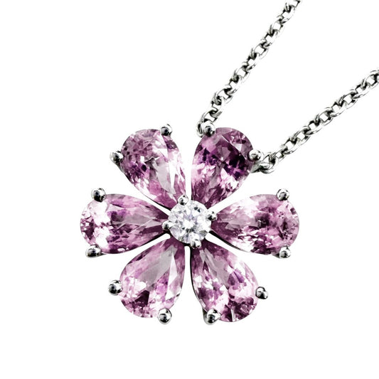 HARRY WINSTON ハリーウィンストン ネックレス フォーゲット ミー ノット ペンダント フラワー ジュエリー アクセサリー Pt950プラチナ ダイヤモンド約0.04ct PEPSPRFFLRFMN ピンク レディース 約4.3g【中古品】
