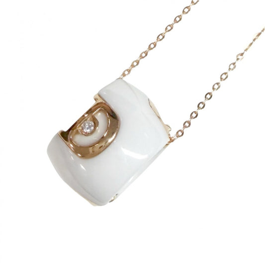 【開店SALE】 Damiani ダミアーニ ネックレス Dアイコン ペンダント ジュエリー アクセサリー Au750 18金PG K18ピンクゴールド セラミック ダイヤモンド 20045905 ホワイト 白 ゴールド金具 レディース 約7.7g【中古品】