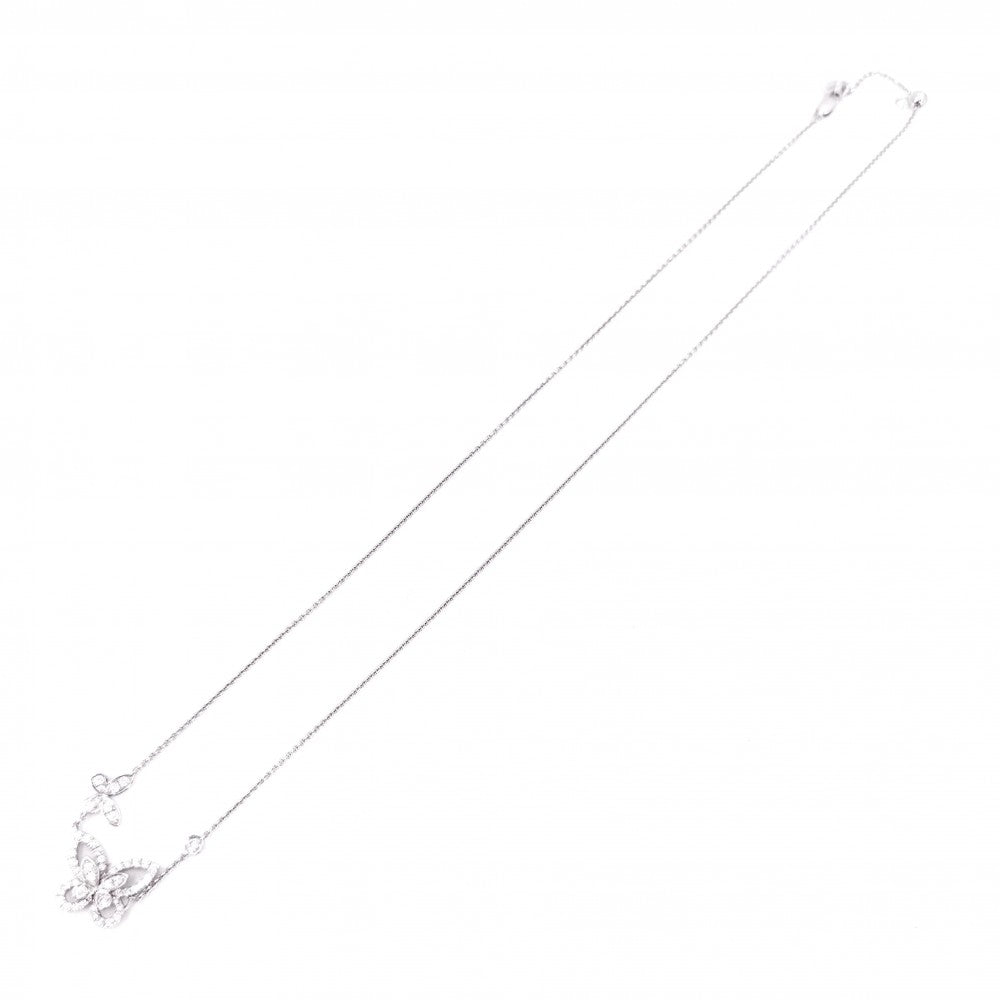 【開店SALE】 GRAFF グラフ ネックレス ダブル バタフライ シルエット ペンダント ジュエリー アクセサリー 18金WG Au750 K18ホワイトゴールド ダイヤモンド0.53ct レディース 約5.1g【中古品】