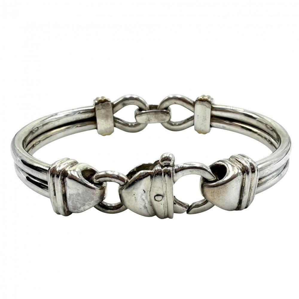 TIFFANY&Co. ティファニー バングル ダブルループ コンビ ブレスレット ジュエリー アクセサリー 18金YG Au750 シルバー925 K18イエローゴールド メンズ 約43.3g【中古品】