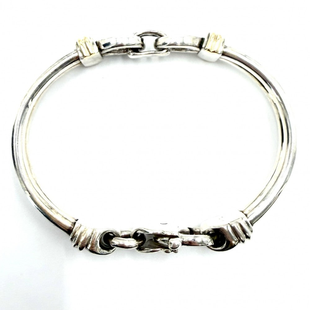 TIFFANY&Co. ティファニー バングル ダブルループ コンビ ブレスレット ジュエリー アクセサリー 18金YG Au750 シルバー925 K18イエローゴールド メンズ 約43.3g【中古品】