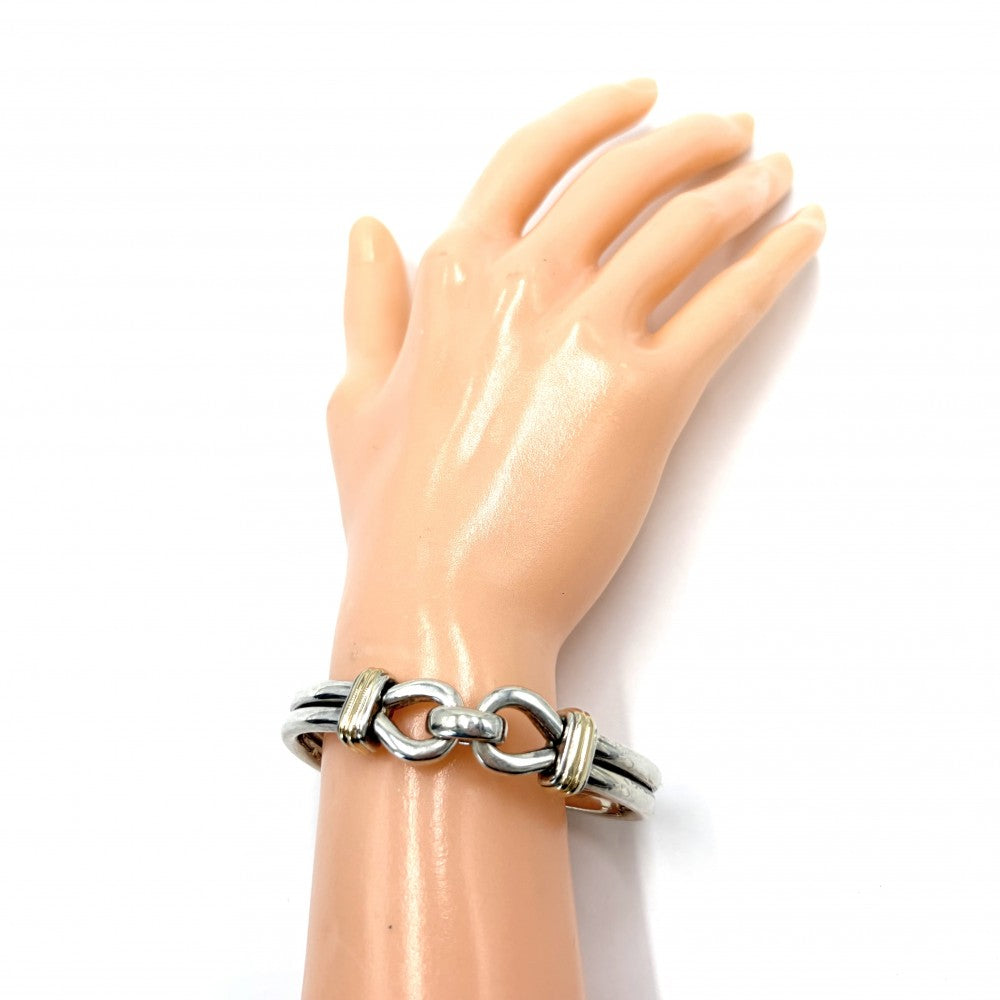 TIFFANY&Co. ティファニー バングル ダブルループ コンビ ブレスレット ジュエリー アクセサリー 18金YG Au750 シルバー925 K18イエローゴールド メンズ 約43.3g【中古品】