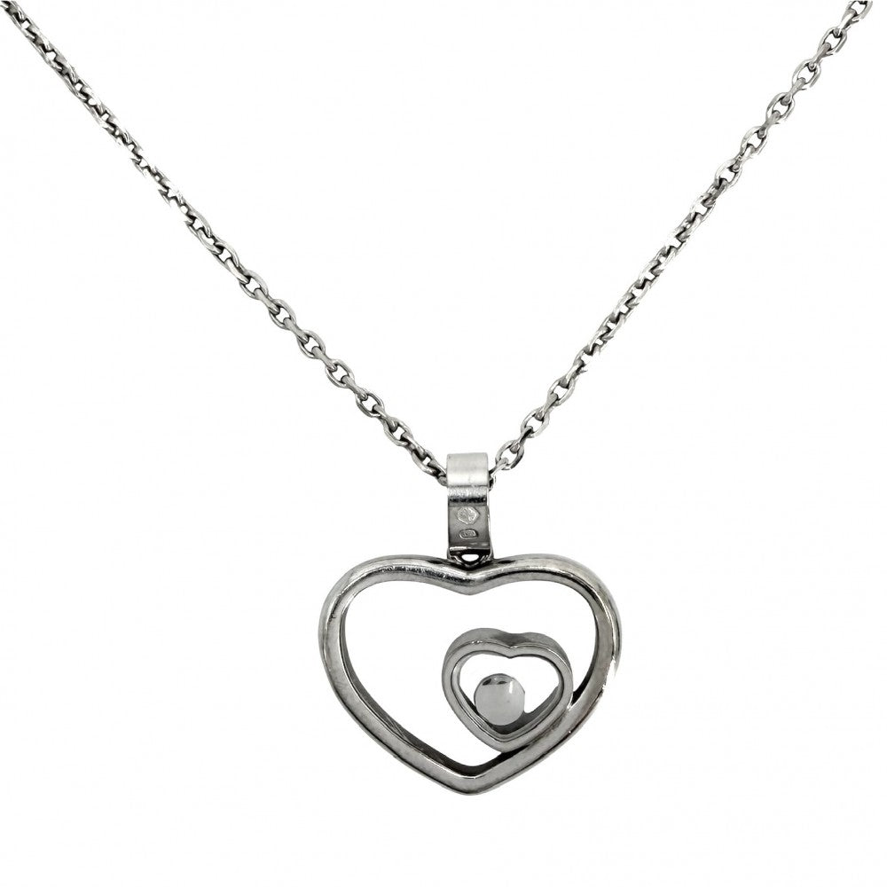 Chopard ショパール ネックレス ハッピーダイヤ ジュエリー アクセサリー Au750 18金WG K18ホワイトゴールド ダイヤモンド0.10ct レディース 約7.2g【中古品】