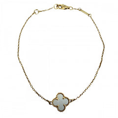 Van Cleef & Arpels ヴァンクリーフ＆アーペル ブレスレット スウィートアルハンブラ アクセサリー ジュエリー 18金YG Au750 K18イエローゴールド マザーオブパール VCARF68800 ホワイト 白 ゴールド金具 レディース 約1.9g【中古品】