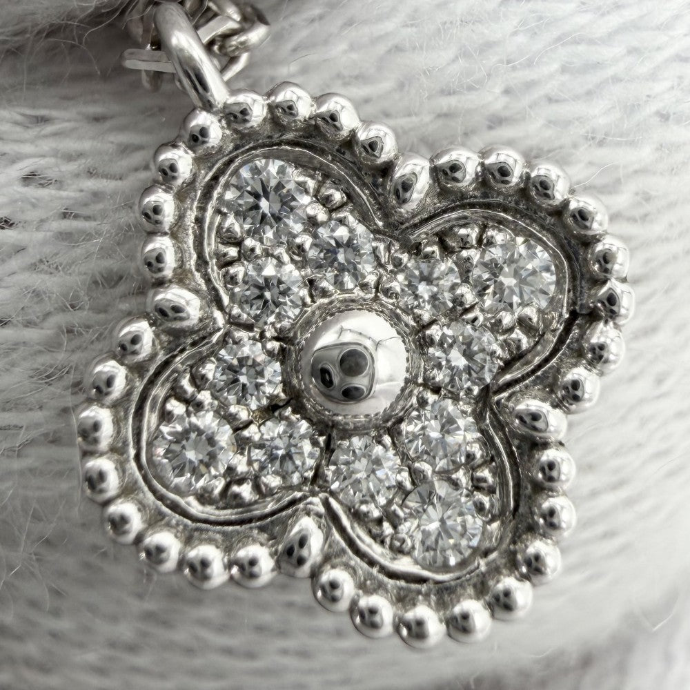 Van Cleef & Arpels ヴァンクリーフ＆アーペル ネックレス スウィートアルハンブラ ジュエリー 18金WG K18ホワイトゴールド ダイヤモンド VCARO85900 レディース 約3.4g【中古品】